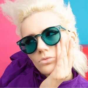 Spitfire Teal Round Sunglasses